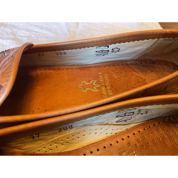 Calzaturificio Brunate Ostrich Leather Loafers Made in Italy Size 37 - Picture 8 of 12